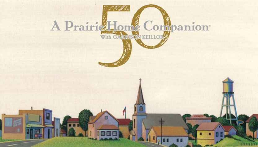 A Prairie Home Companion Townscape Art With 50Th Anniversary Logo