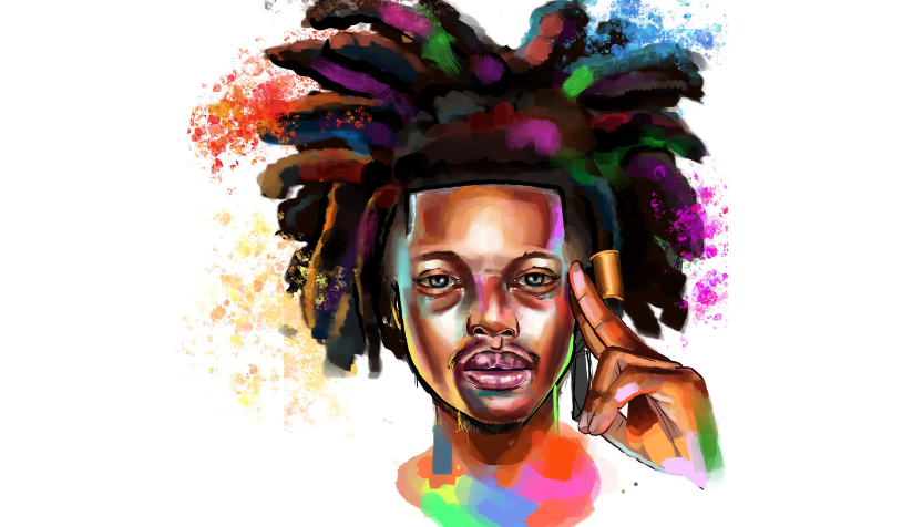Arts & Social Justice Fellowship watercolor image of young Black man
