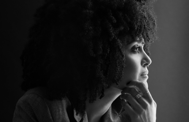Diannely Antigue Black And White Headshot In Profile
