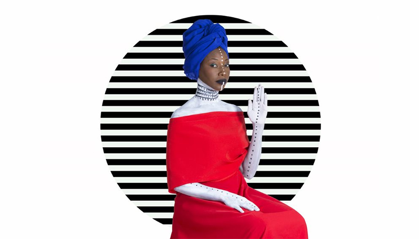 Fatoumata Diawara In Red Dress With Blue Turban