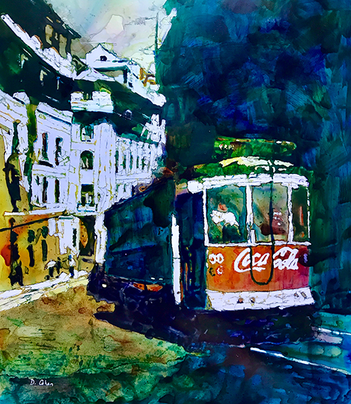 Clang Clang Clang Watercolor Painting By Deb Cohan