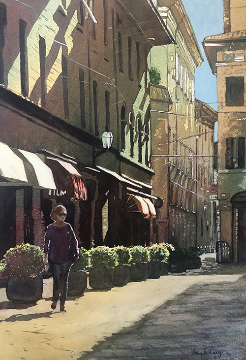 Sunny Day In Bologna Watercolor Painting Angela Lacy